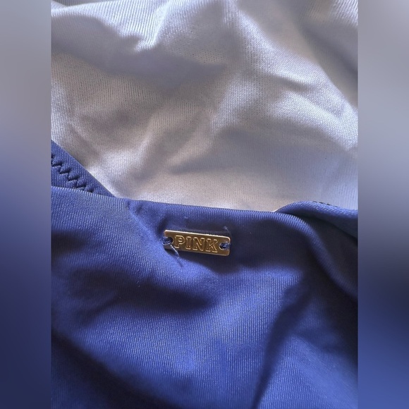 Victoria’s Secret PINK Swimsuit Floral Swim Embroidered Plunge One Piece Navy S/ - Picture 5 of 9